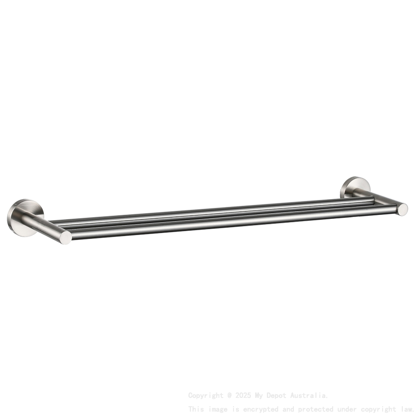Otus Round Double Towel Rail 750mm Brushed Nickel