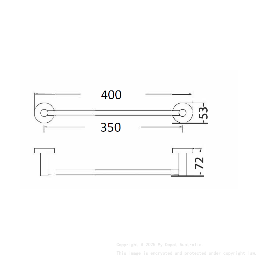 Towel Rail 350mm brushed nickel