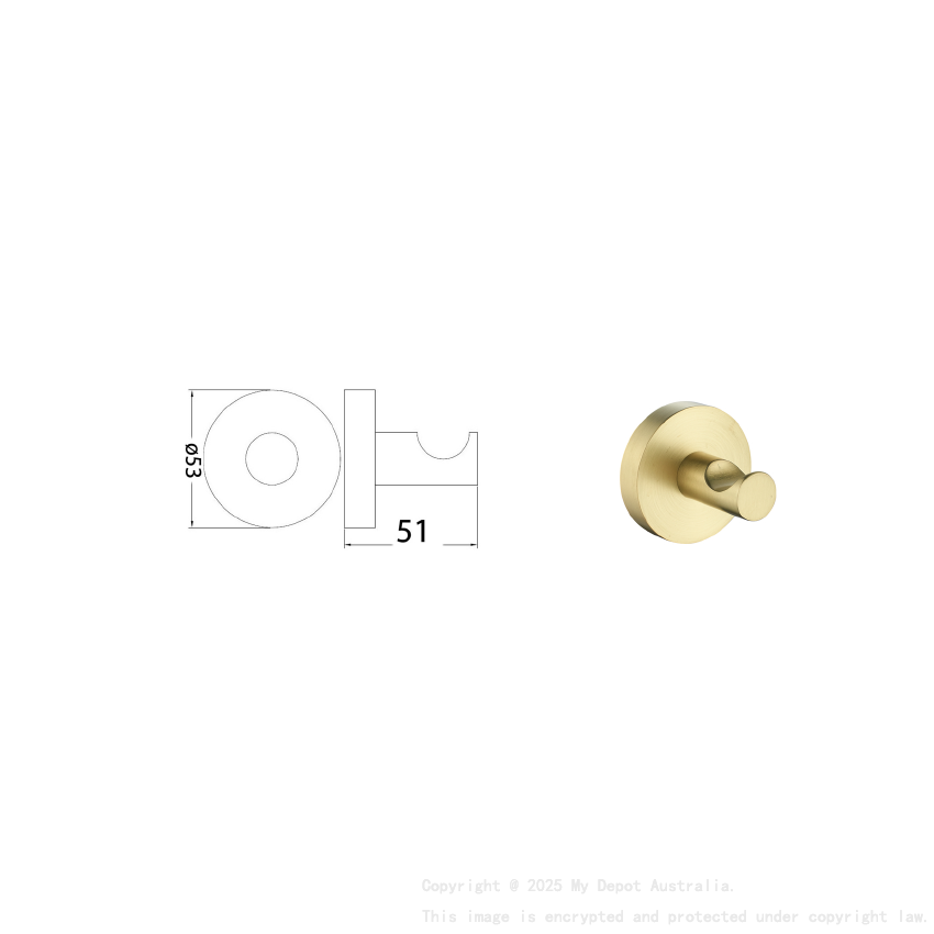 Otus Round Robe Hook Brushed Gold