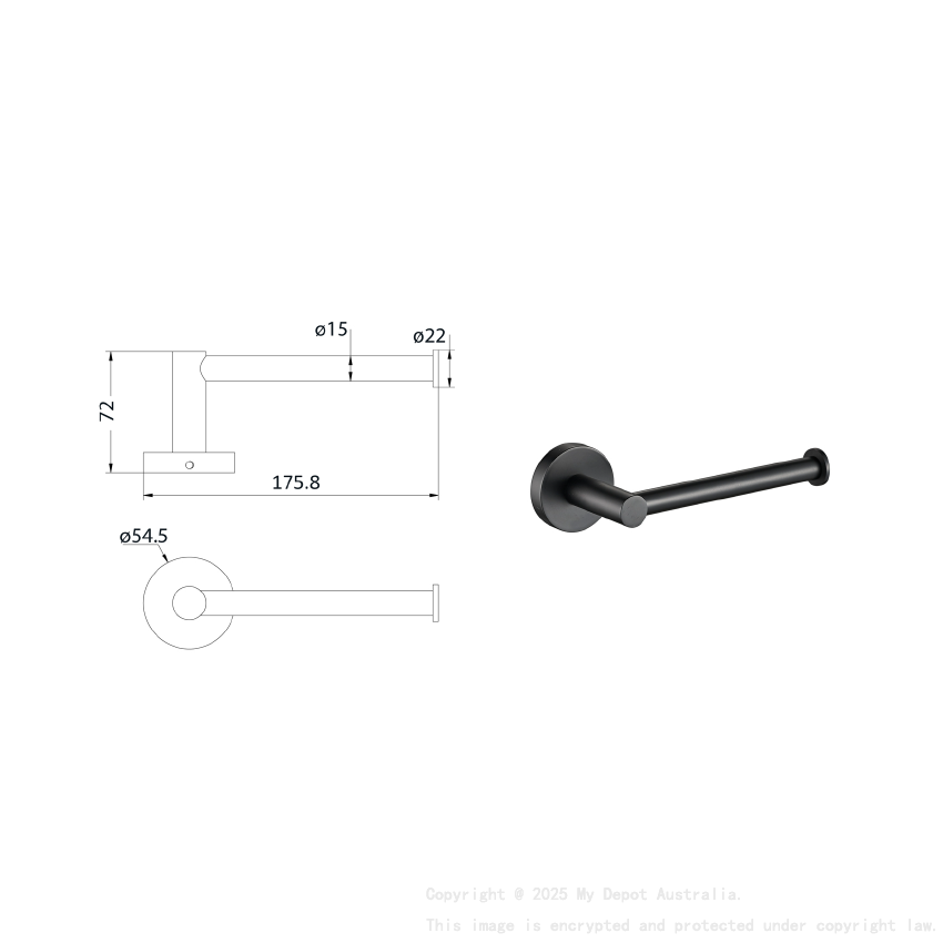 Otus L-Shaped Toilet Roll Holder Matt Black