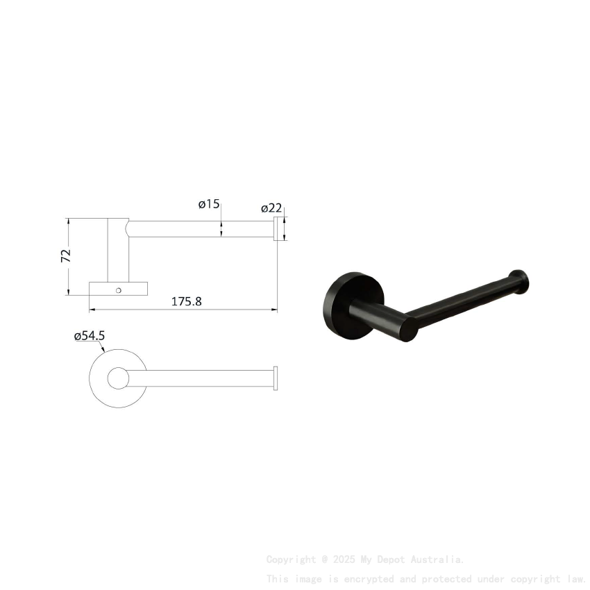 Otus L-Shaped Toilet Roll Holder Gunmetal