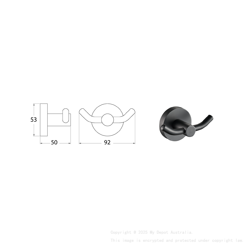 Otus Round Double Robe Hook  Matt Black Matt Black
