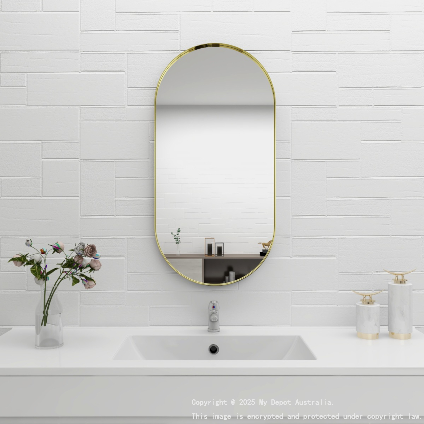 450mm Bronze Framed Bathroom Oval Mirror