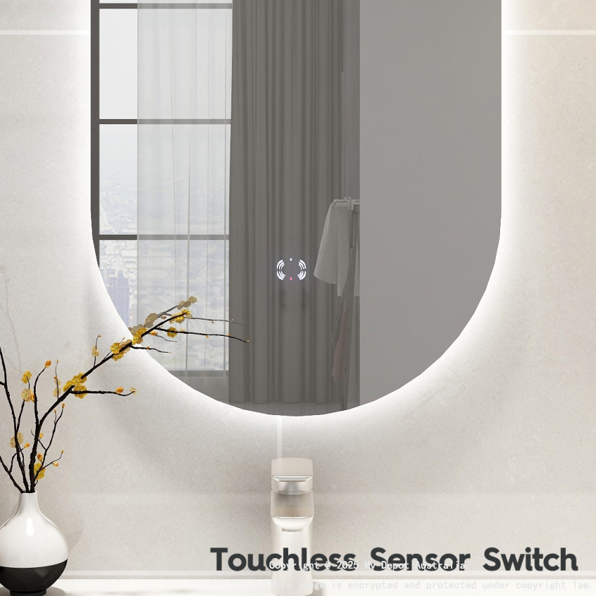 450x900mm Oval 3 Color Backlit LED Mirror(Touchless Sensor Switch)
