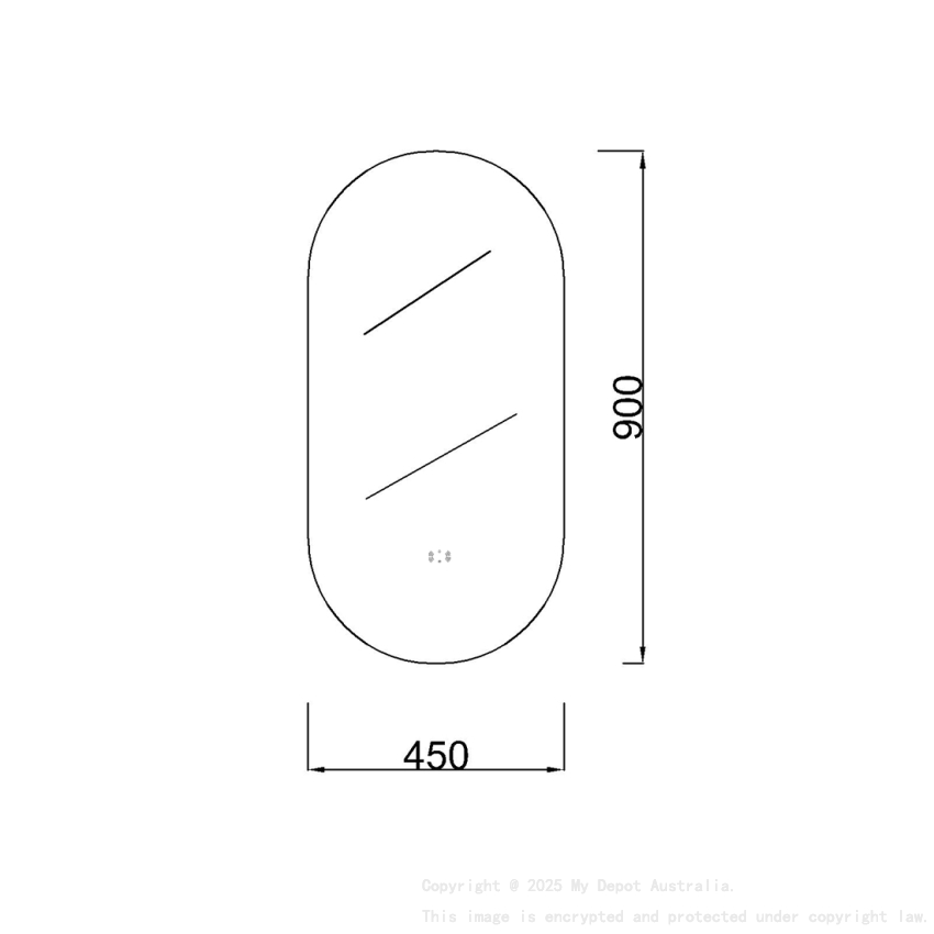 450x900mm Oval 3 Color Backlit LED Mirror(Touchless Sensor Switch)