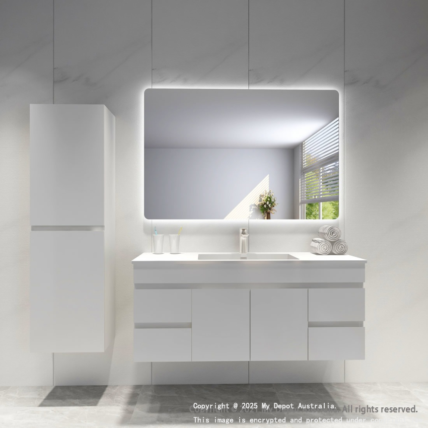 1200mm Curved Rim Rectangle 3 Color Backlit Bathroom LED Mirror(Touchless Sensor Switch)