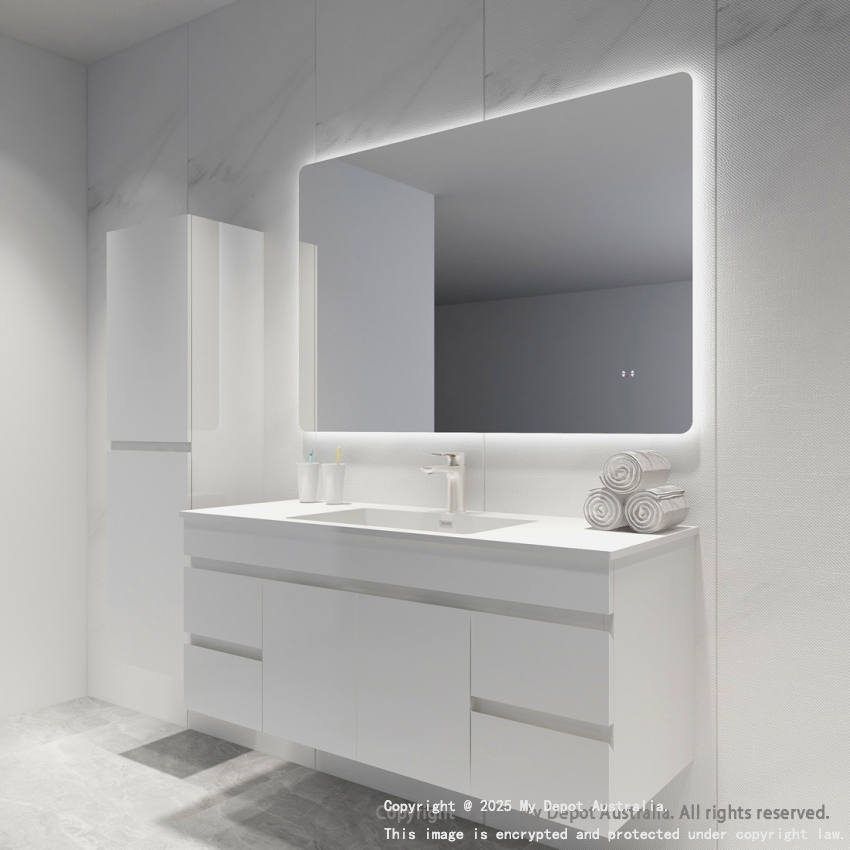 1200mm Curved Rim Rectangle 3 Color Backlit Bathroom LED Mirror(Touchless Sensor Switch)