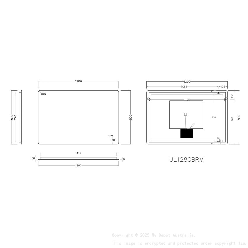 1200mm Curved Rim Rectangle 3 Color Backlit Bathroom LED Mirror(Touchless Sensor Switch)