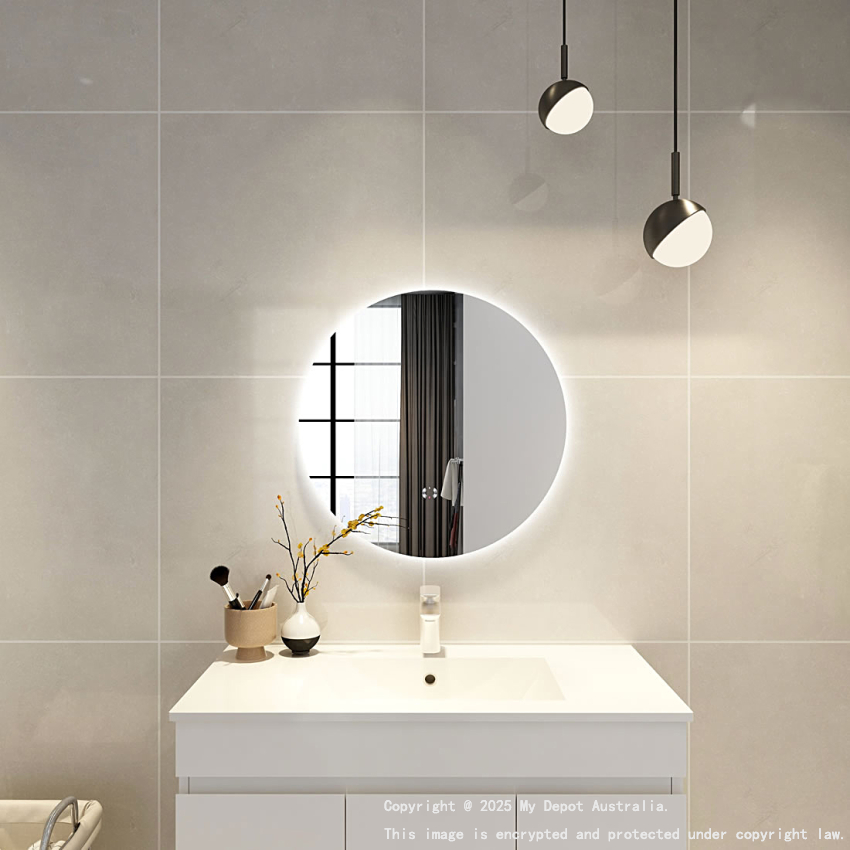 600mm Round 3 Color Backlit Bathroom LED Mirror(Touchless Sensor Switch)