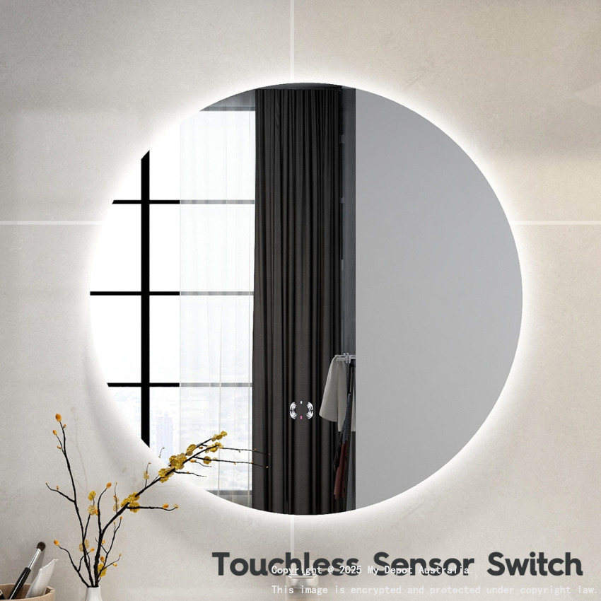 600mm Round 3 Color Backlit Bathroom LED Mirror(Touchless Sensor Switch)