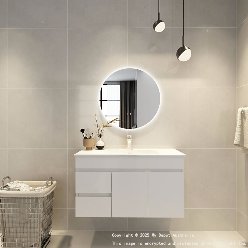 600mm Round 3 Color Backlit Bathroom LED Mirror(Touchless Sensor Switch)