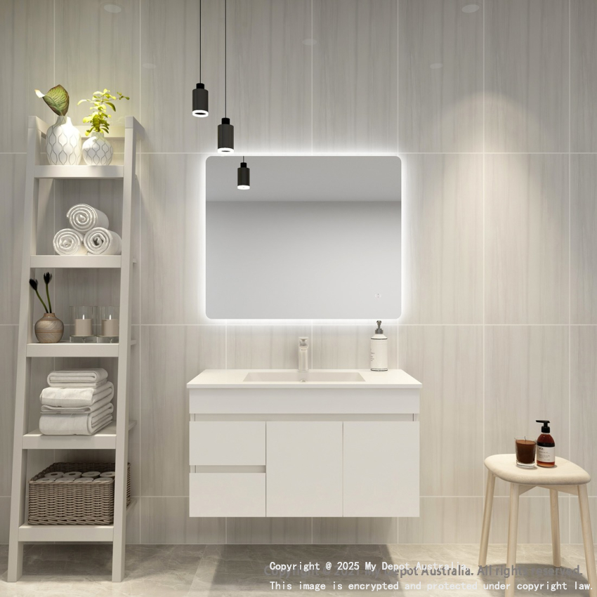 900mm Curved Rim Rectangle 3 Color Backlit Bathroom LED Mirror(Touchless Sensor Switch)