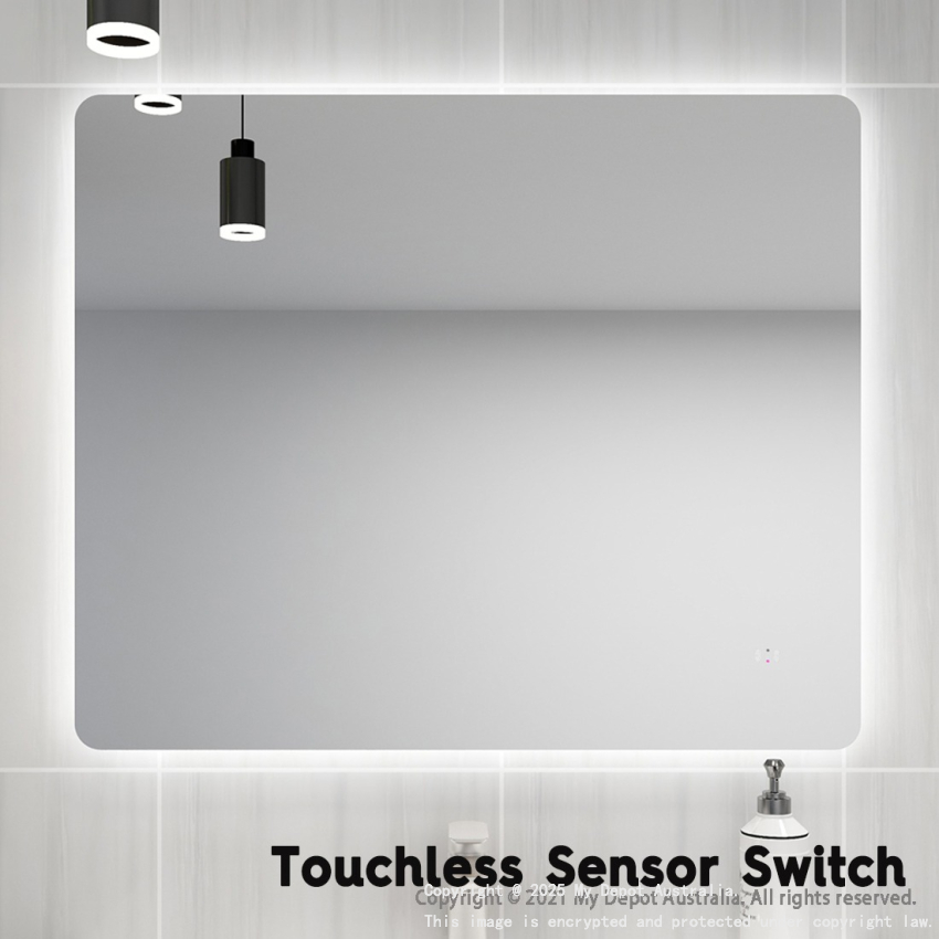 900mm Curved Rim Rectangle 3 Color Backlit Bathroom LED Mirror(Touchless Sensor Switch)