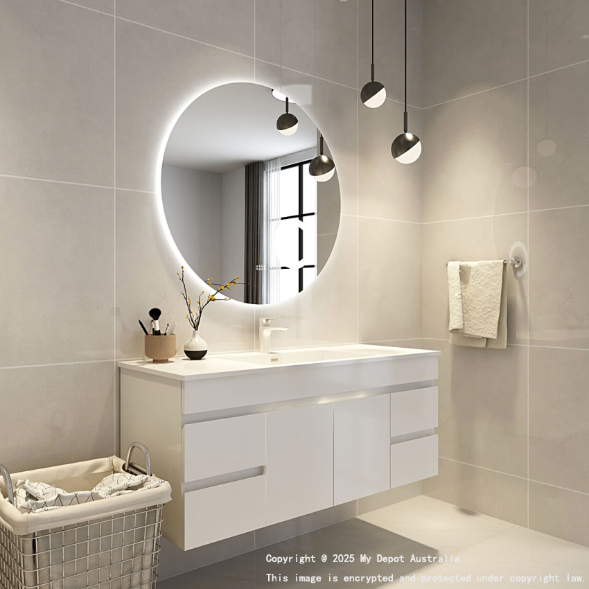 900mm Round Three Color Frameless Backlit Touchless Bathroom LED Mirror