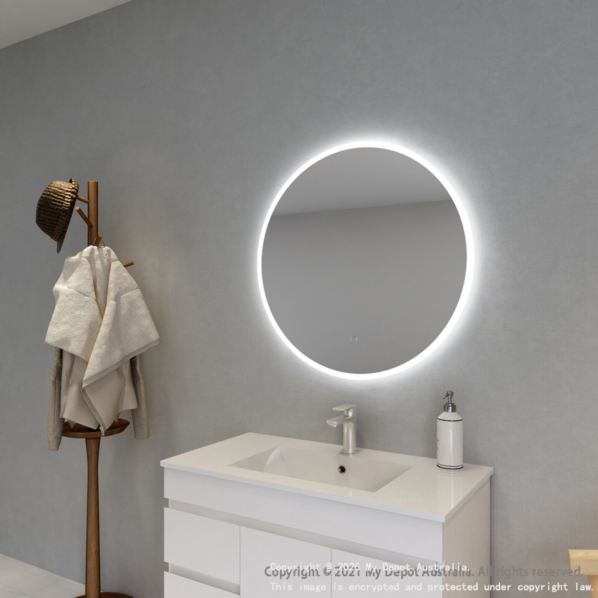 800mm Round 3 Color Frontlit Bathroom LED Mirror(Touchless Sensor Switch)