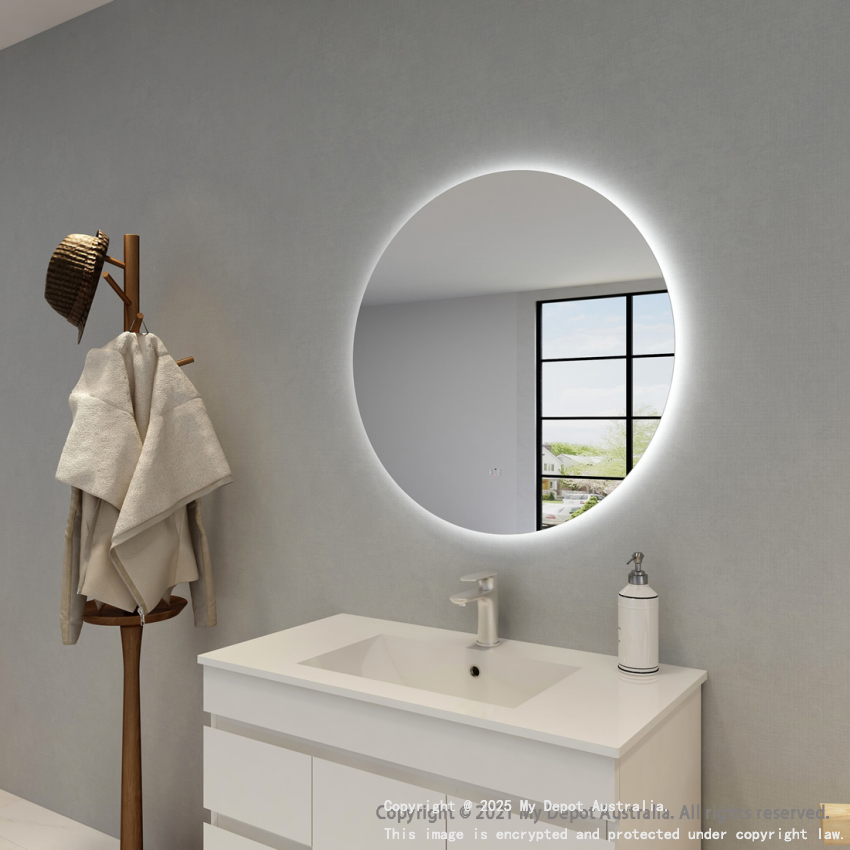 800mm Round 3 Color Backlit Bathroom LED Mirror(Touchless Sensor Switch)