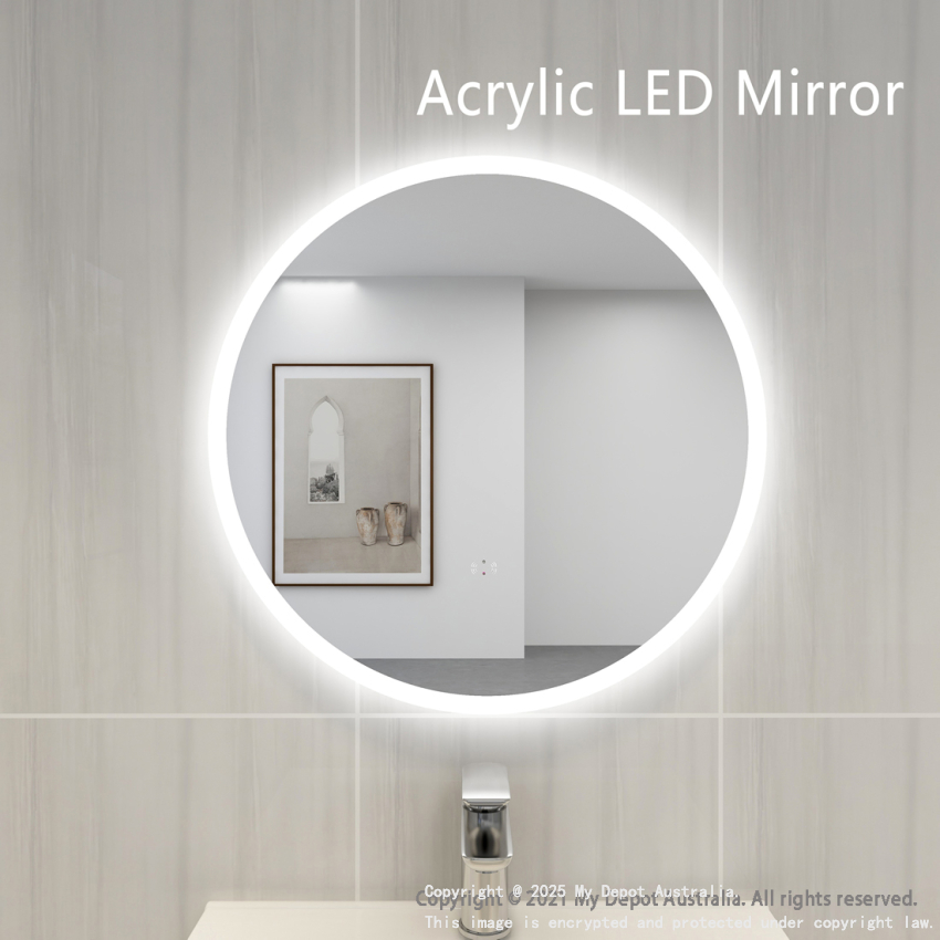600mm Round 3 Color Frontlit Bathroom LED Mirror(Touchless Sensor Switch)