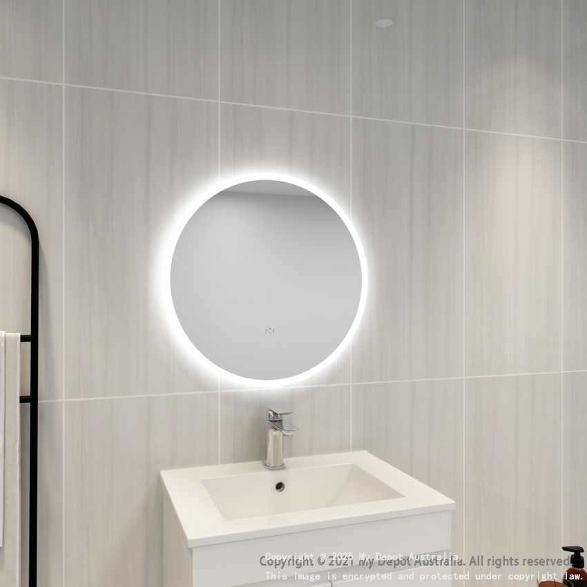 600mm Round 3 Color Frontlit Bathroom LED Mirror(Touchless Sensor Switch)