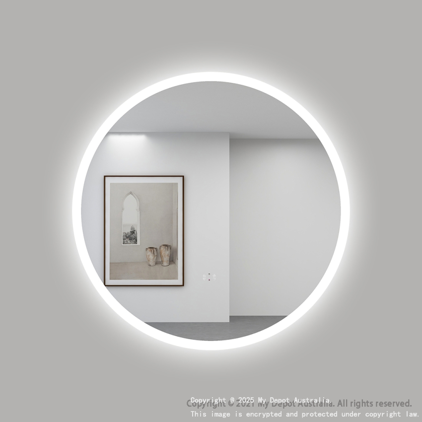 600mm Round 3 Color Frontlit Bathroom LED Mirror(Touchless Sensor Switch)