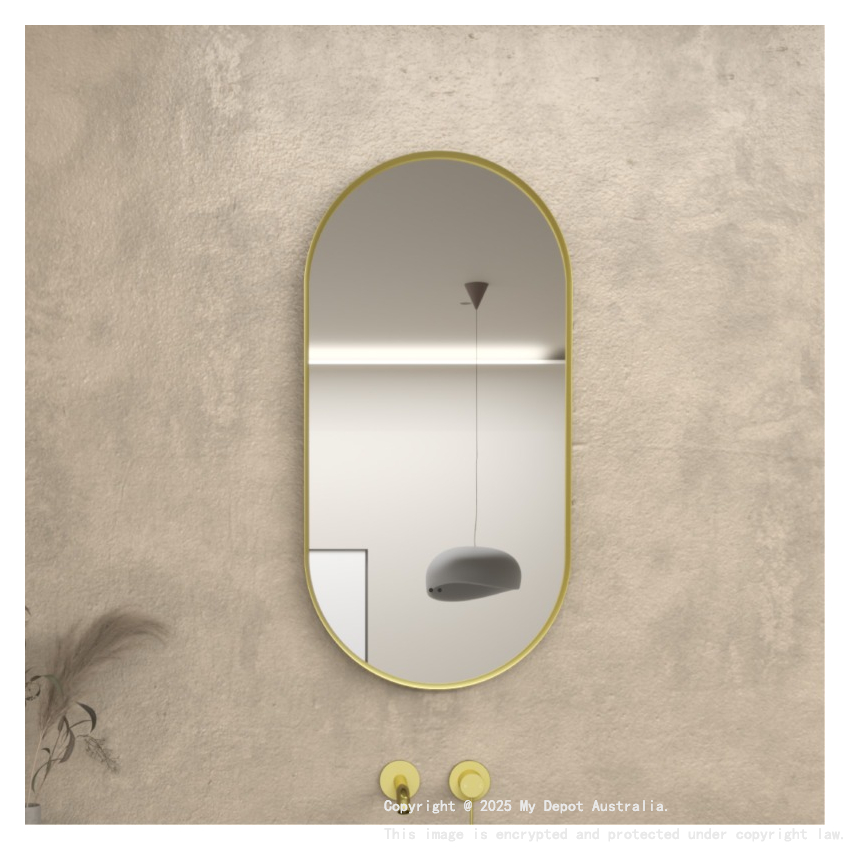 450×900mm Brushed Gold Framed Oval 3 Color Backlit LED Mirror(Touchless Sensor Switch)
