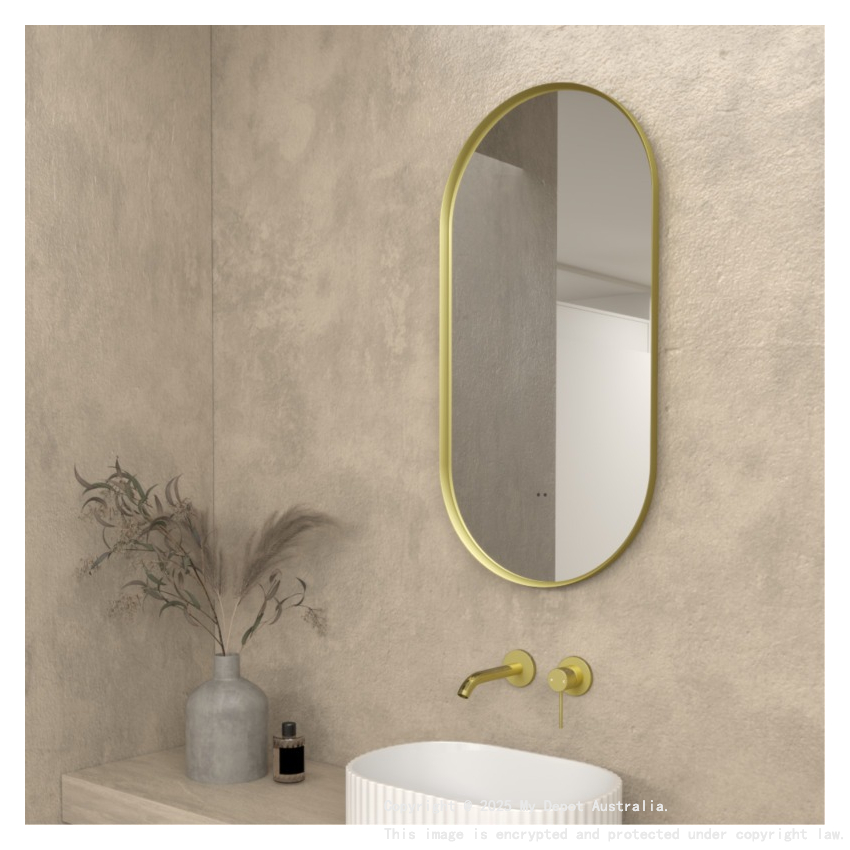 450×900mm Brushed Gold Framed Oval 3 Color Backlit LED Mirror(Touchless Sensor Switch)