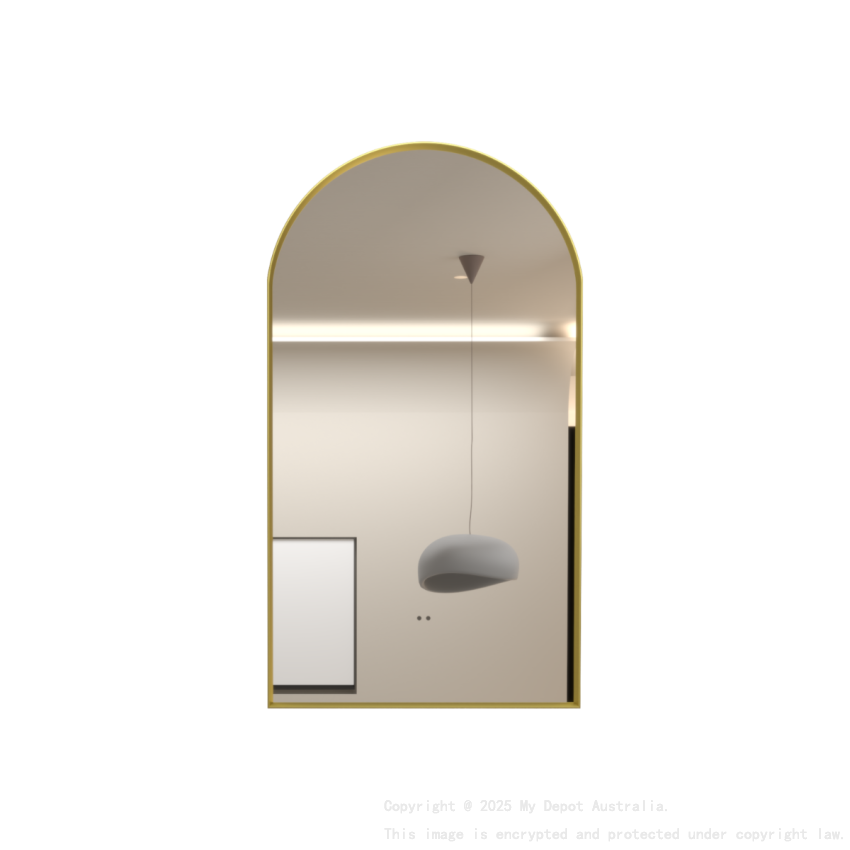 500x900mm Brushed Gold Framed Arch 3 Color Backlit LED Mirror(Touchless Sensor Switch)