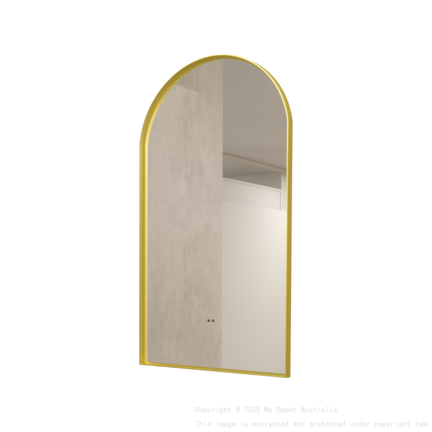 500x900mm Brushed Gold Framed Arch 3 Color Backlit LED Mirror(Touchless Sensor Switch)