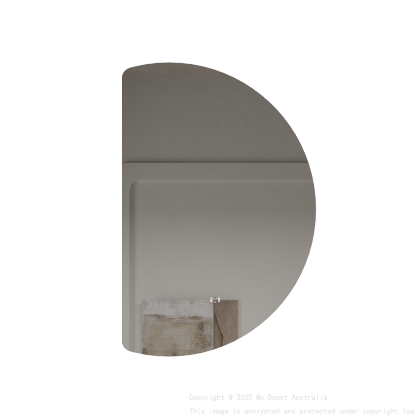 665x1000mm Half-Moon 3 Color Backlit LED Mirror With Touchless Sensor Switch, Flat Left Side