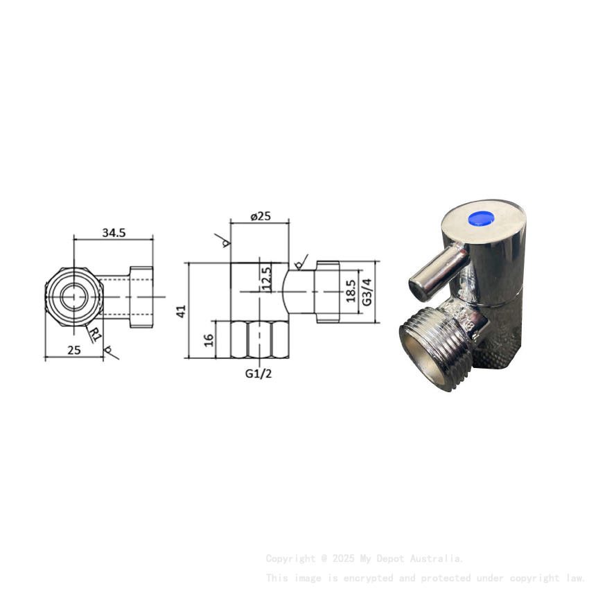 WM Cock, 3/4 Turn,Pin-lever handle Chrome