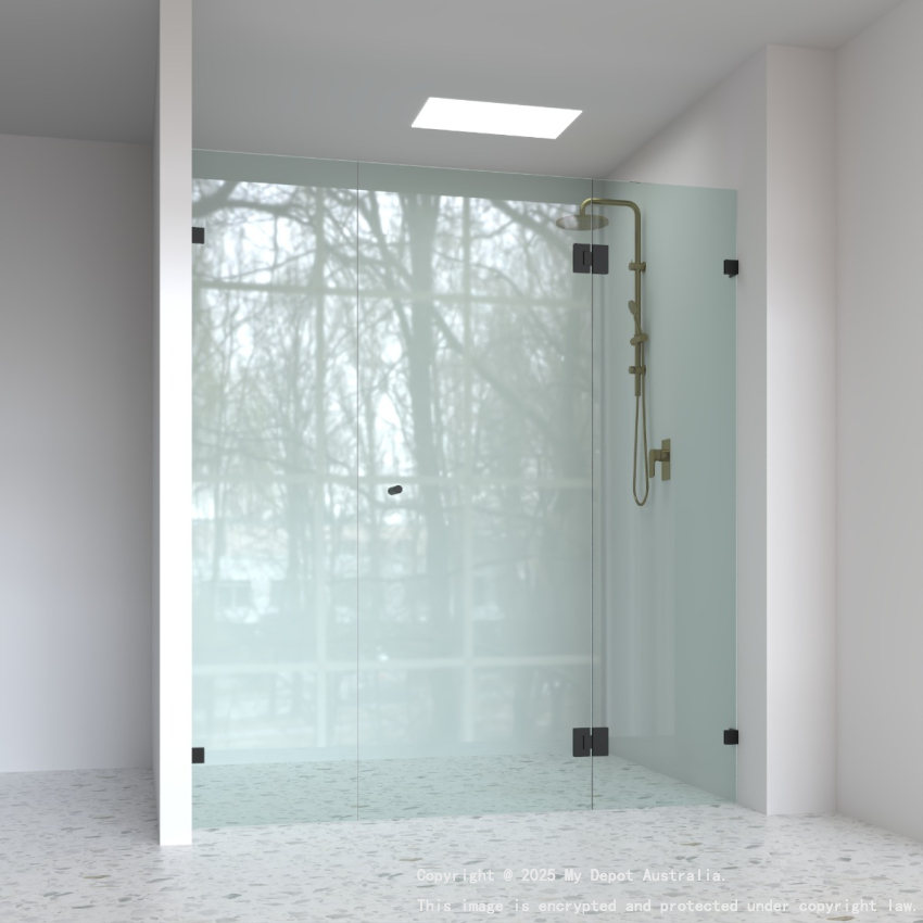 10mm Wall to Wall Frameless Shower Screens, 3 Panel, Pivot Door