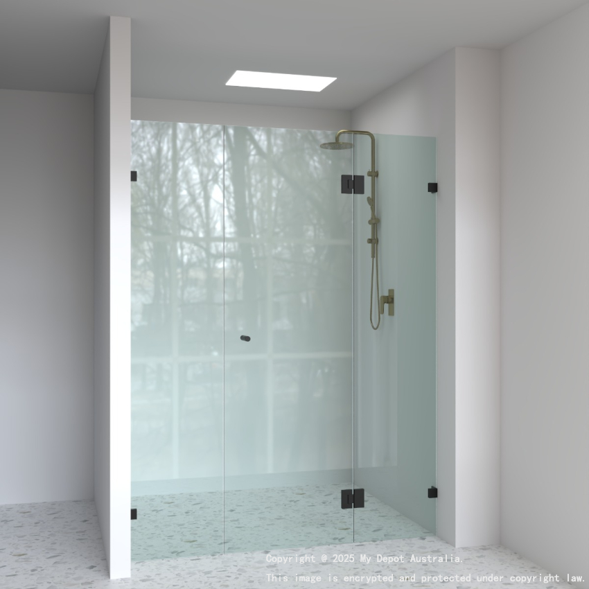 10mm Wall to Wall Frameless Shower Screens, 3 Panel, Pivot Door