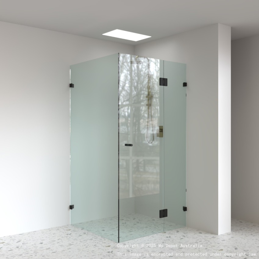 10mm Corner Frameless Shower Screens, L Shape, Pivot Door