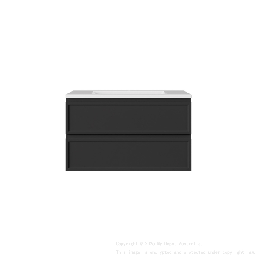 890*455*500mm Matte Black New Hamilton Federation Slim Wall Hung Cabinet