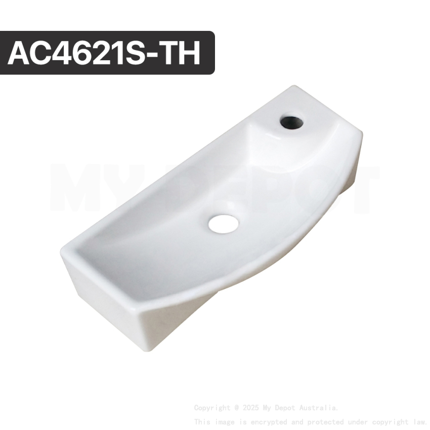 460mm Rectangle Gloss White Ceramic Above Counter Wall Hung Basin Non-overflow