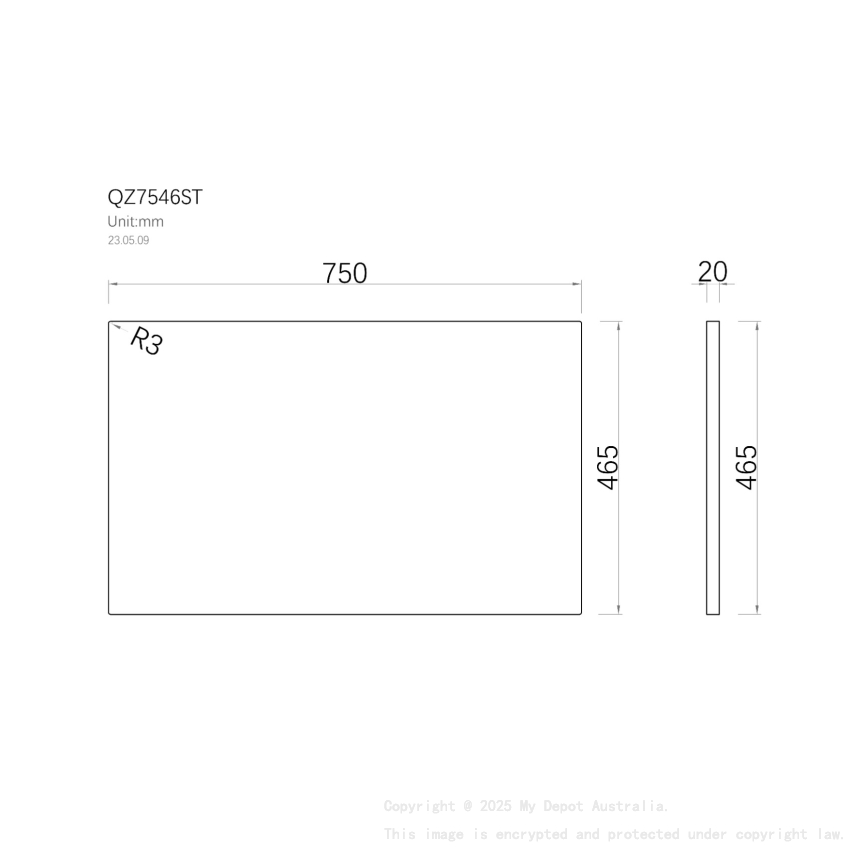 750mm Quartz Stone Top Gloss White Marble Look Silica-Free Caesarstone Benchtop
