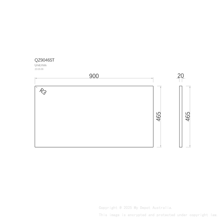 900mm Quartz Stone Top Gloss White Marble Look Silica-Free Caesarstone Benchtop