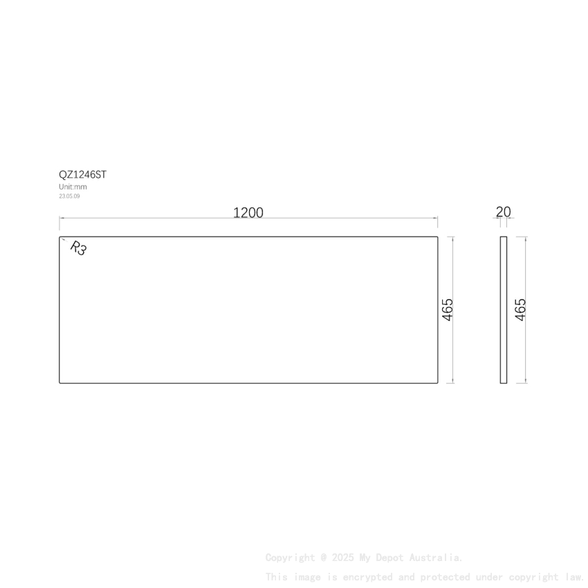 1200mm Quartz Stone Top Gloss White Marble Look Silica-Free Caesarstone Benchtop