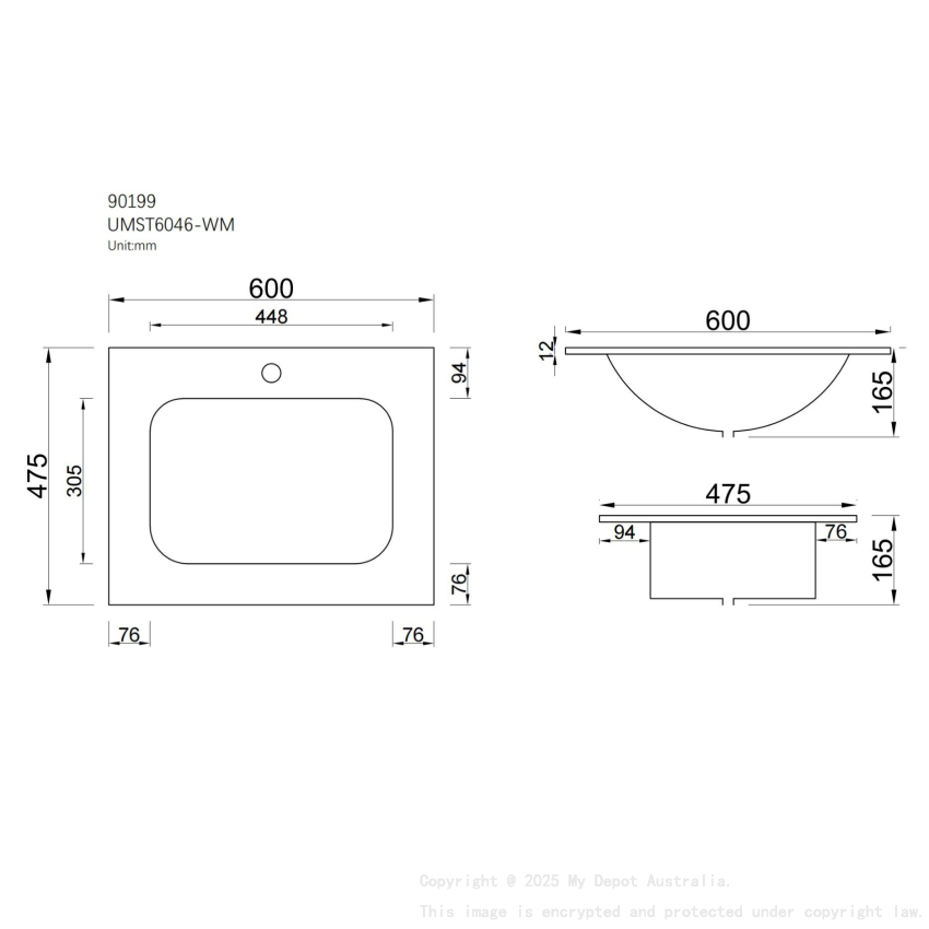 600L*460D*180Hmm White Marble Look Sintered Stone Top With Undermount Basin