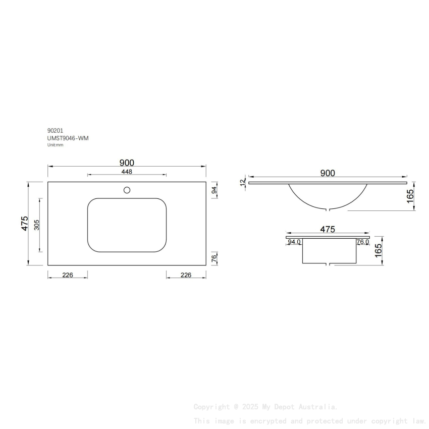 900L*460D*180Hmm White Marble Look Sintered Stone Top With Undermount Basin