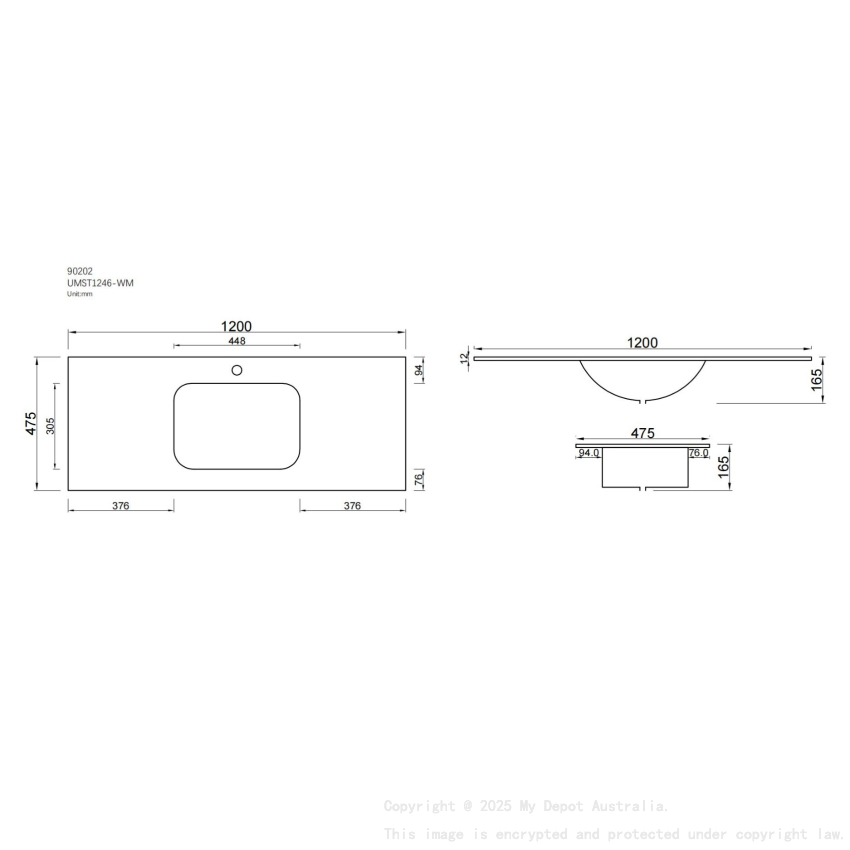 1200L*460D*180Hmm White Marble Look Sintered Stone Top With Undermount Basin