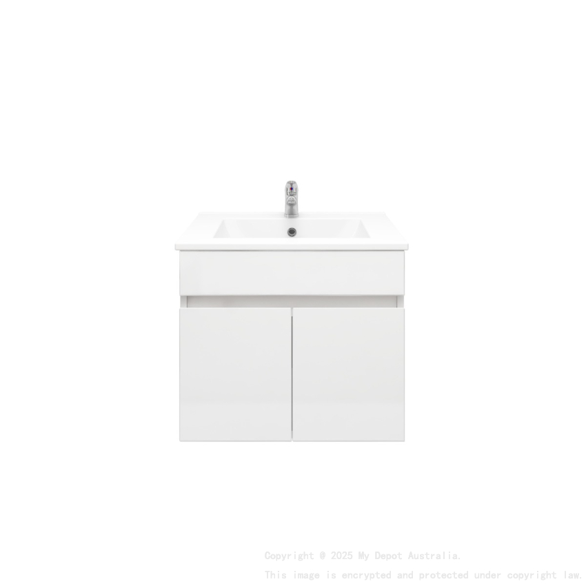 600MM Gloss White MDF Bathroom Vanity 2 Doors Wall Hung Cabinet Only 