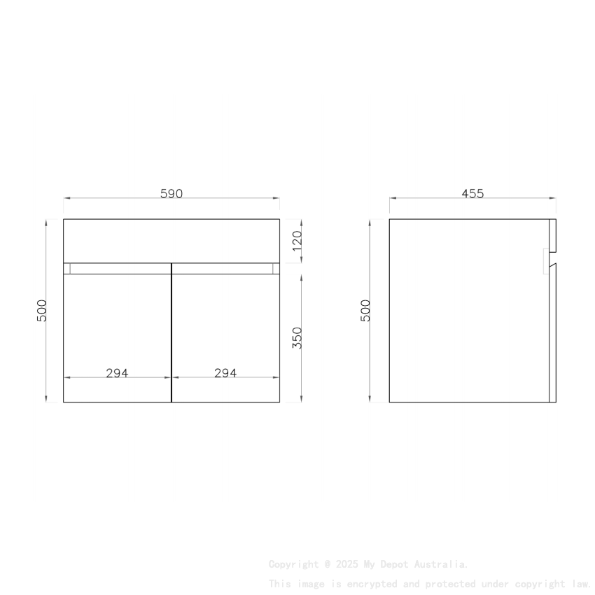 600MM Gloss White MDF Bathroom Vanity 2 Doors Wall Hung Cabinet Only 