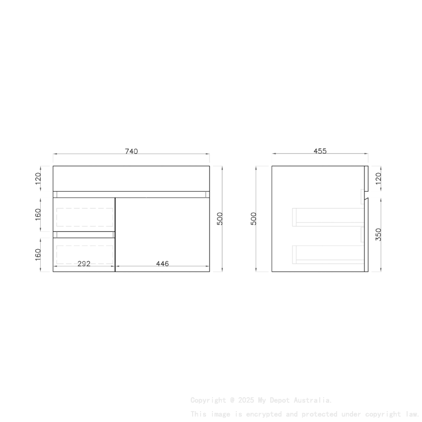 750MM Gloss White MDF Bathroom Vanity Left Drawers Wall Hung Cabinet Only 