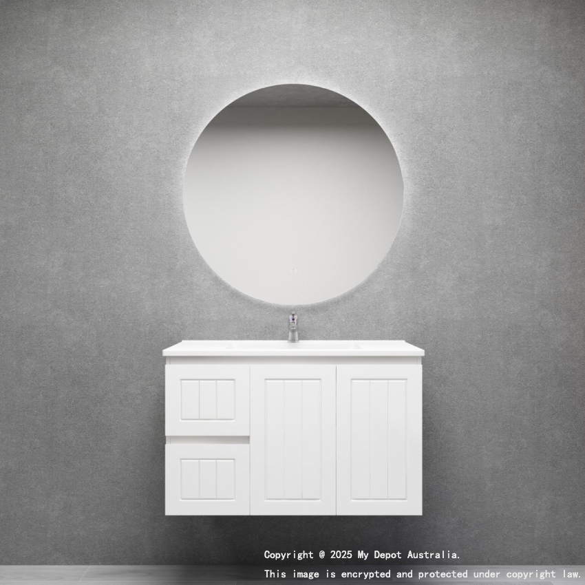 900MM Amber Matte White 2PAC MDF 2L/DW 2R/DR Wall Hung Cabinet Only