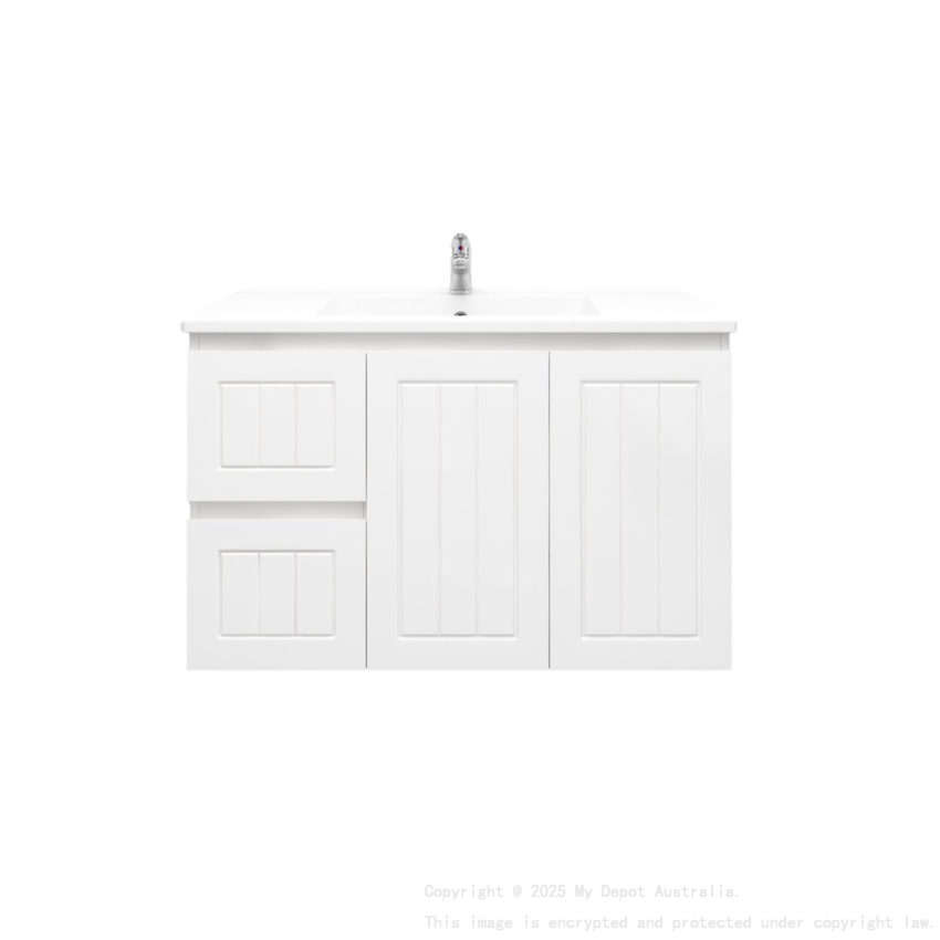 900MM Amber Matte White 2PAC MDF 2L/DW 2R/DR Wall Hung Cabinet Only