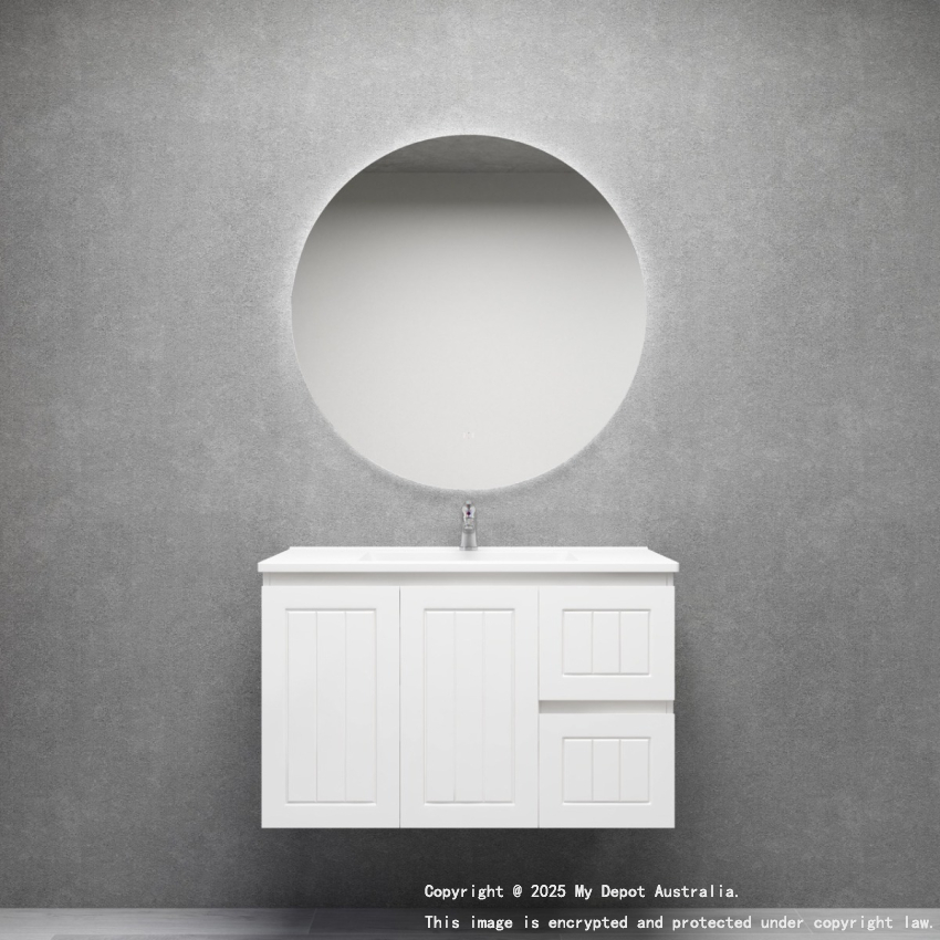 900MM Amber Matte White 2PAC MDF 2L/DW 2R/DR Wall Hung Cabinet Only