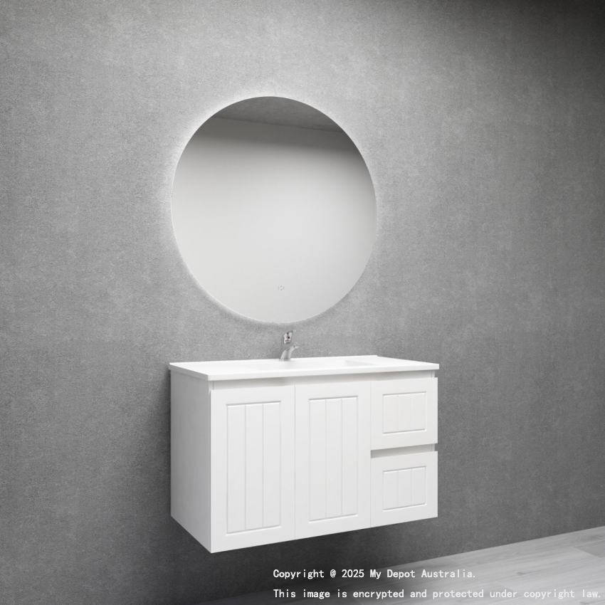 900MM Amber Matte White 2PAC MDF 2L/DW 2R/DR Wall Hung Cabinet Only