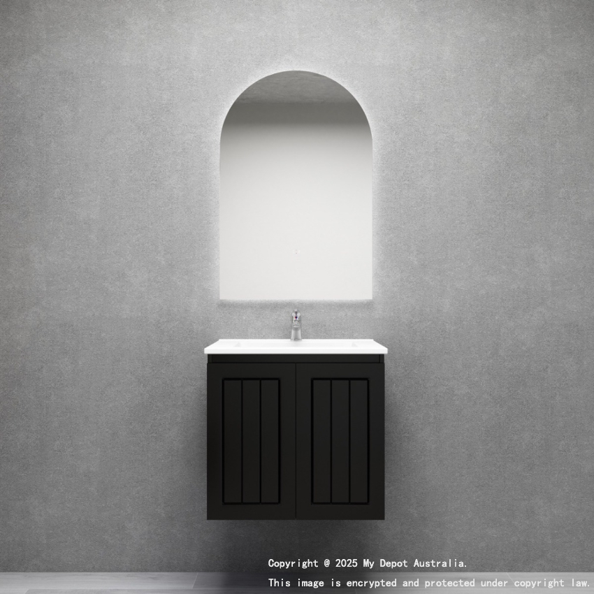 600MM Amber Matte Black 2PAC MDF 2/DR Wall Hung Cabinet Only