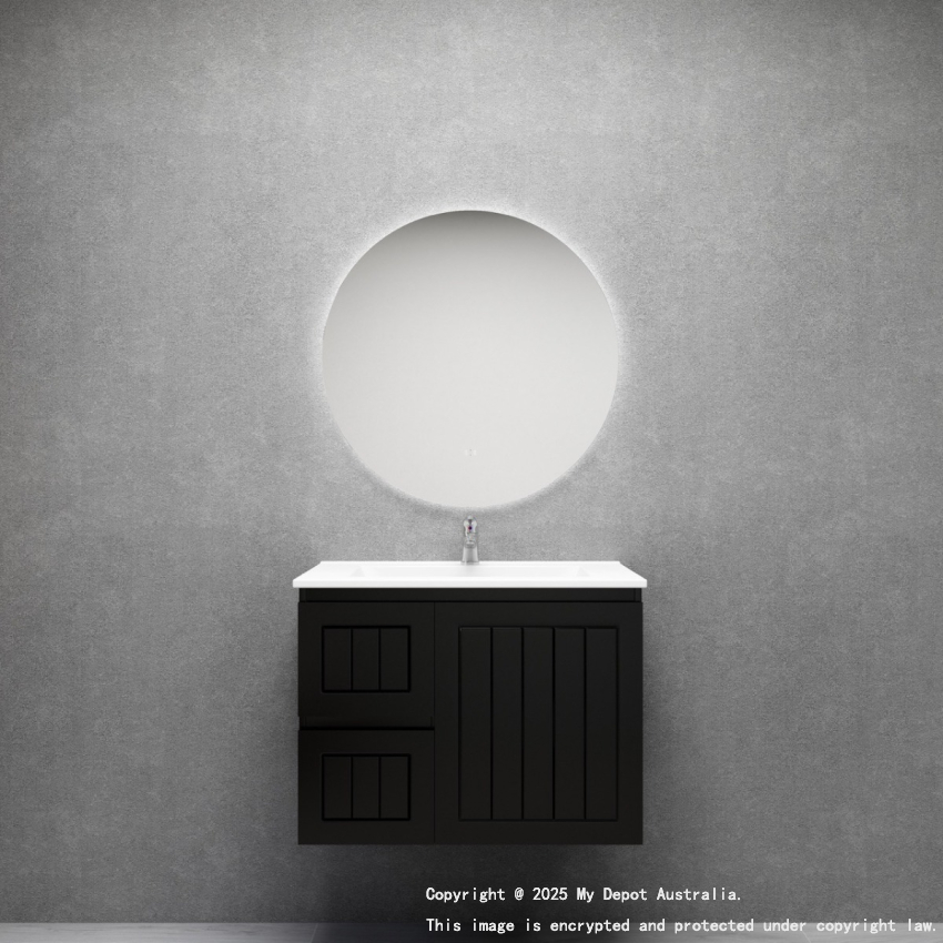 750MM Amber Matte Black 2PAC MDF 2L/DW 1R/DR Wall Hung Cabinet Only