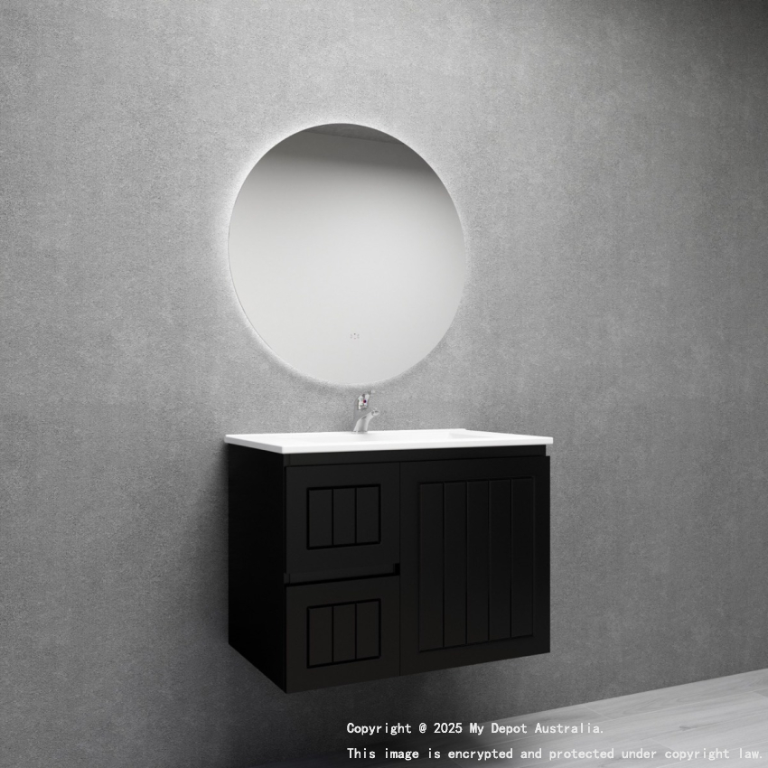 750MM Amber Matte Black 2PAC MDF 2L/DW 1R/DR Wall Hung Cabinet Only